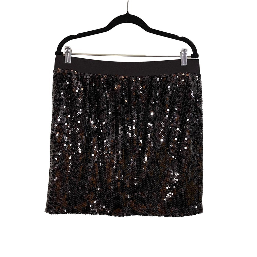 International Concepts Petite Women Black Sequin Embellish Waistband Mini Medium